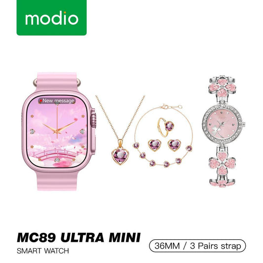 Modio MC89 Ultra Mini Smartwatch – 2 Strap Sets | 60% OFF Limited Deal!